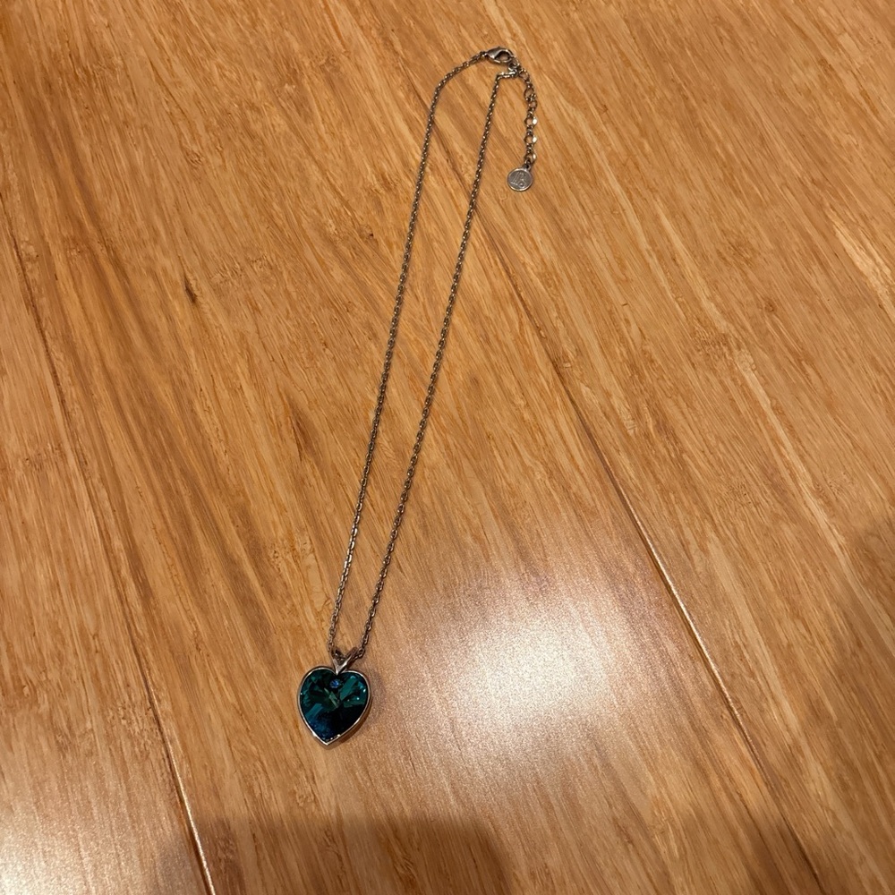 Heart Pendant Necklace with Blue Stone